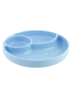 Chicco piatto porzionato silicone blu 12m+