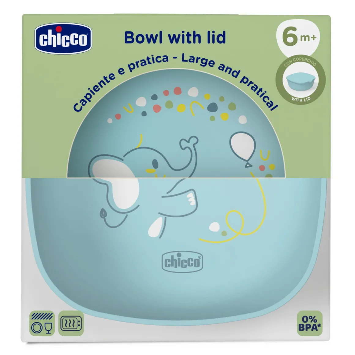 Ciotola con coperchio 6m+ azzurro – chicco