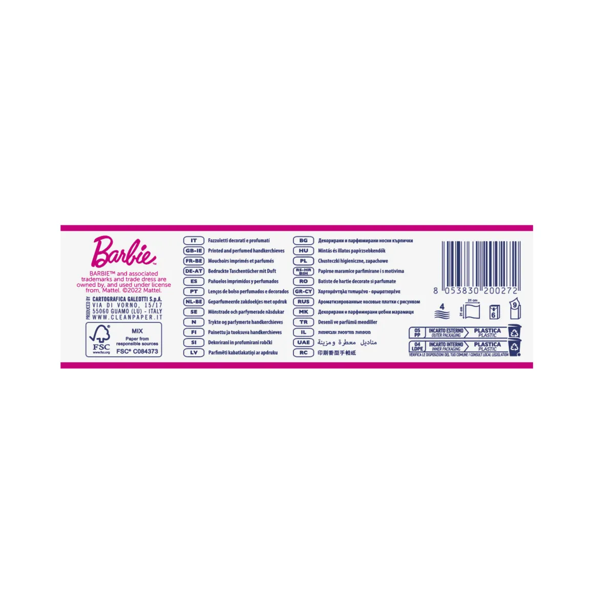 Clean paper fazzoletti barbie 6pack vaniglia