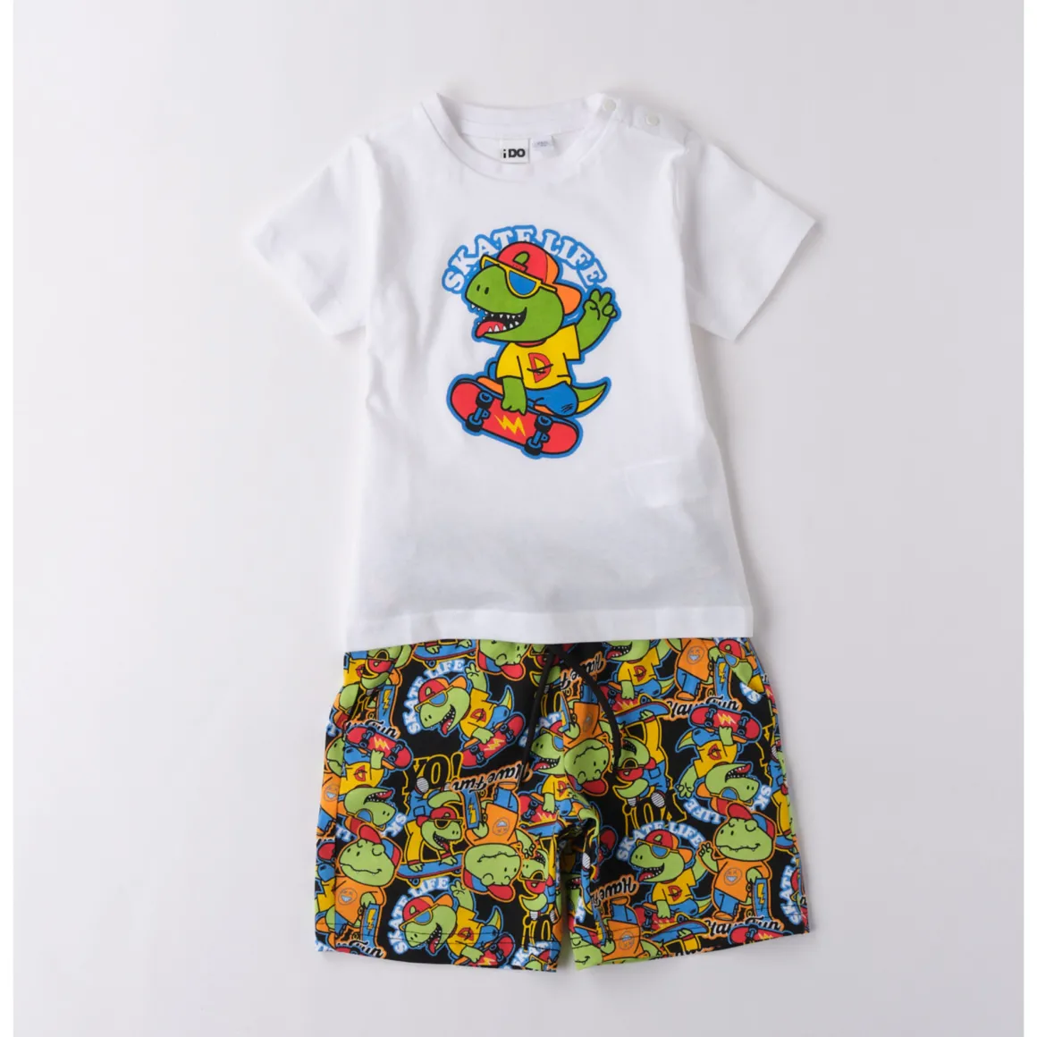 Completo corto short fantasia multi + ts bianca dino