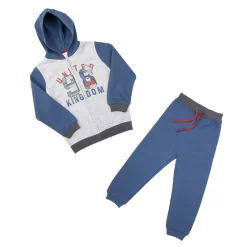 Completo jogging bimbo bicolor blu/grigio