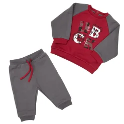 Completo jogging bimbo bicolor rosso/grigio