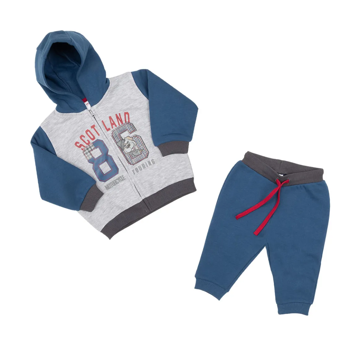Completo jogging bimbo bicolor blu/grigio