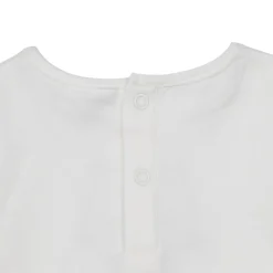 Completo maglia interlock + short morbidi bimba bianco/beige