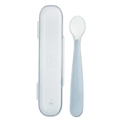 Cucchiaino morbido silicone 6m+ grigio con case – chicco