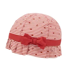 Cuffietta bimba bianco/rossa rigata