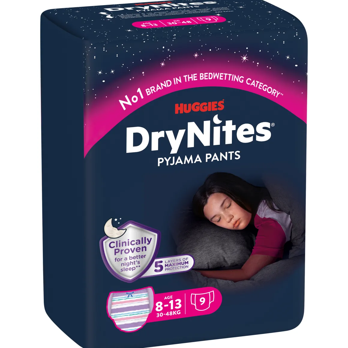 Drynites pacco singolo girl 8-15 anni (30-48 kg) tg.l – pz.9 – huggies