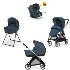 Electa system quattro colore hudson blue con telaio silver black e seggiolino darwin infant recline – inglesina