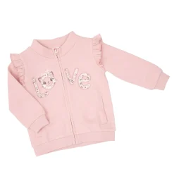 Felpa bimba rosa con zip stampata
