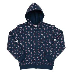 Felpa con cappuccio bambina blu allover