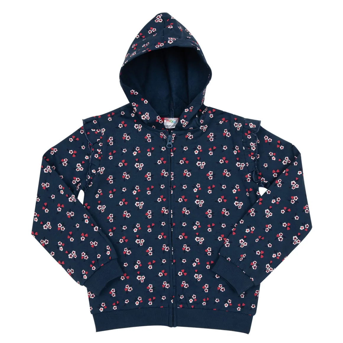 Felpa con cappuccio bambina blu allover