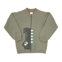 Felpa con zip bimbo verde stampata