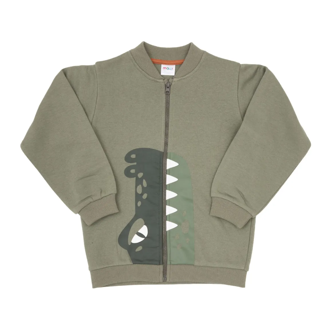 Felpa con zip bimbo verde stampata