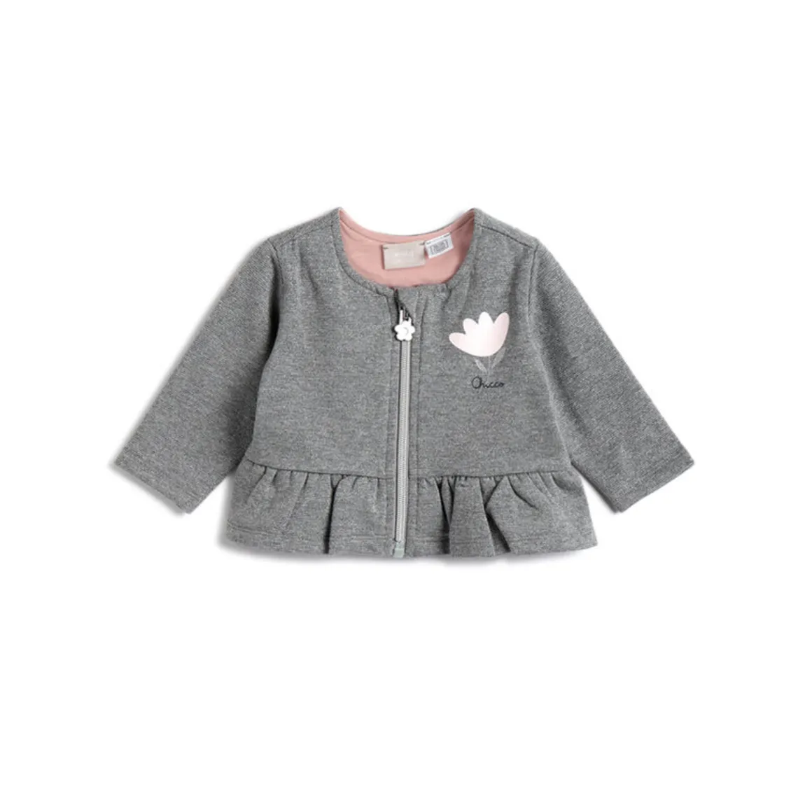 Felpa stampata grigia con zip in lurex – chicco