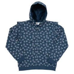 Felpa zip bimba blu stampata