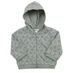 Felpa zip bimbo verde stampata