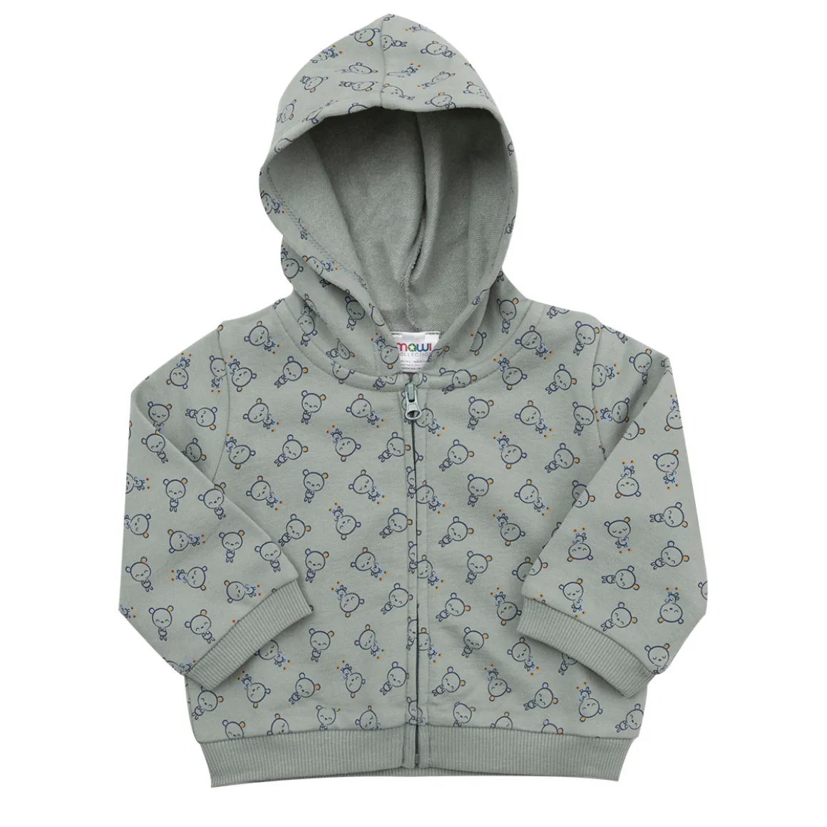 Felpa zip bimbo verde stampata