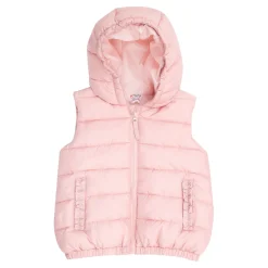 Gilet imbottito bimba rosa con cappuccio