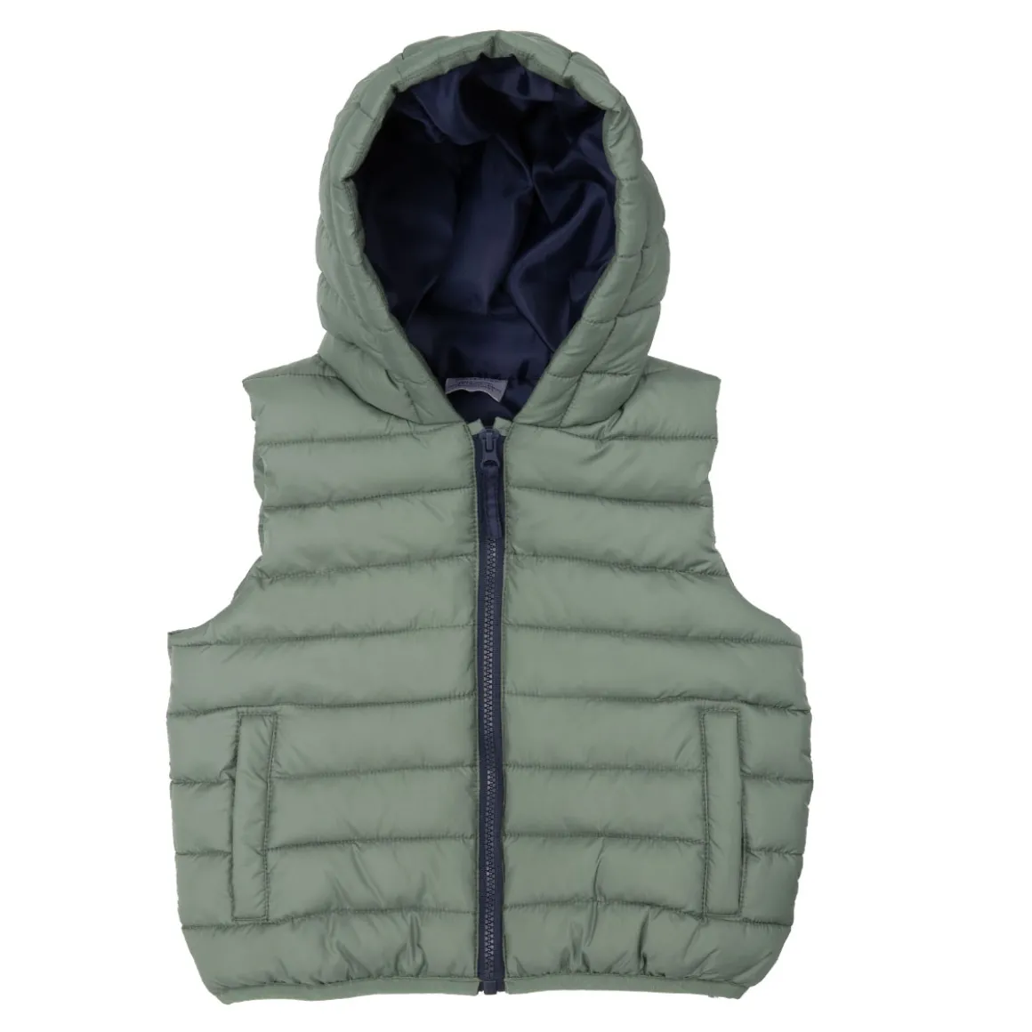 Gilet imbottito bimbo verde con cappuccio