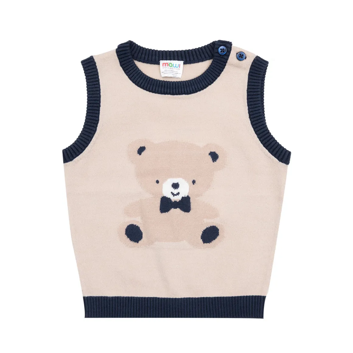 Gilet tricot bimbo panna intarsio orsetto