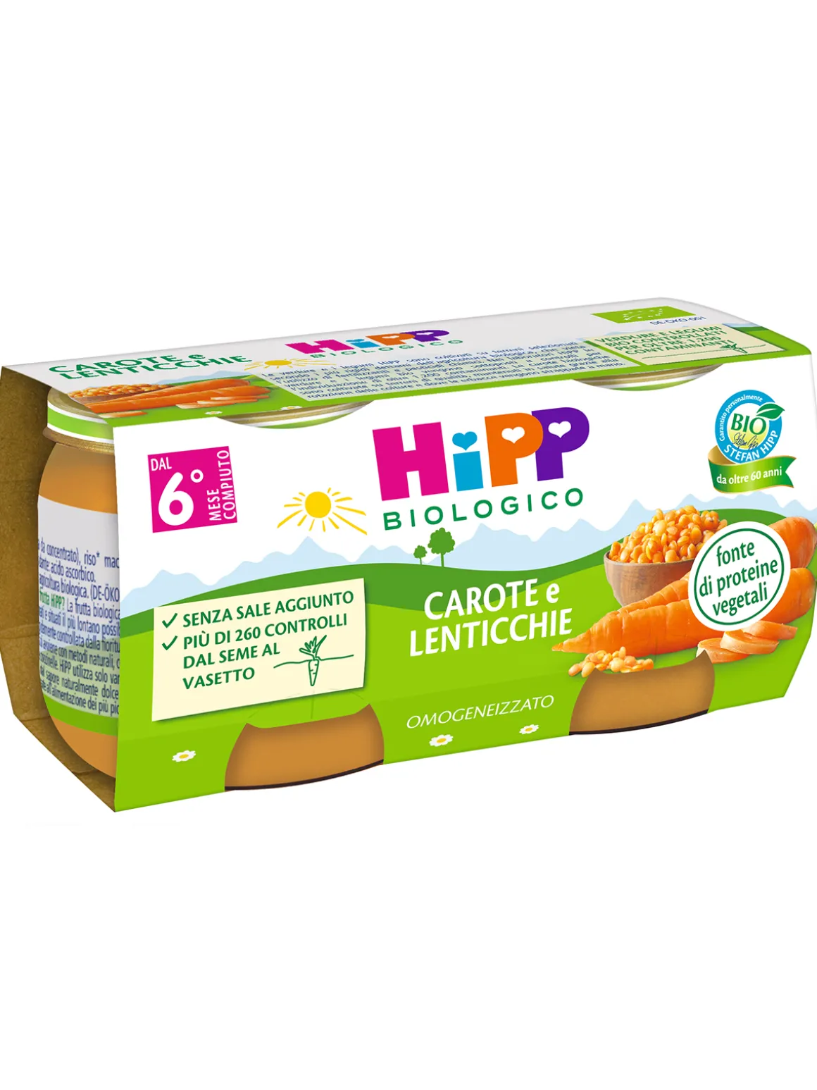 Hipp – omogeneizzato carote e lenticchie 2x80g