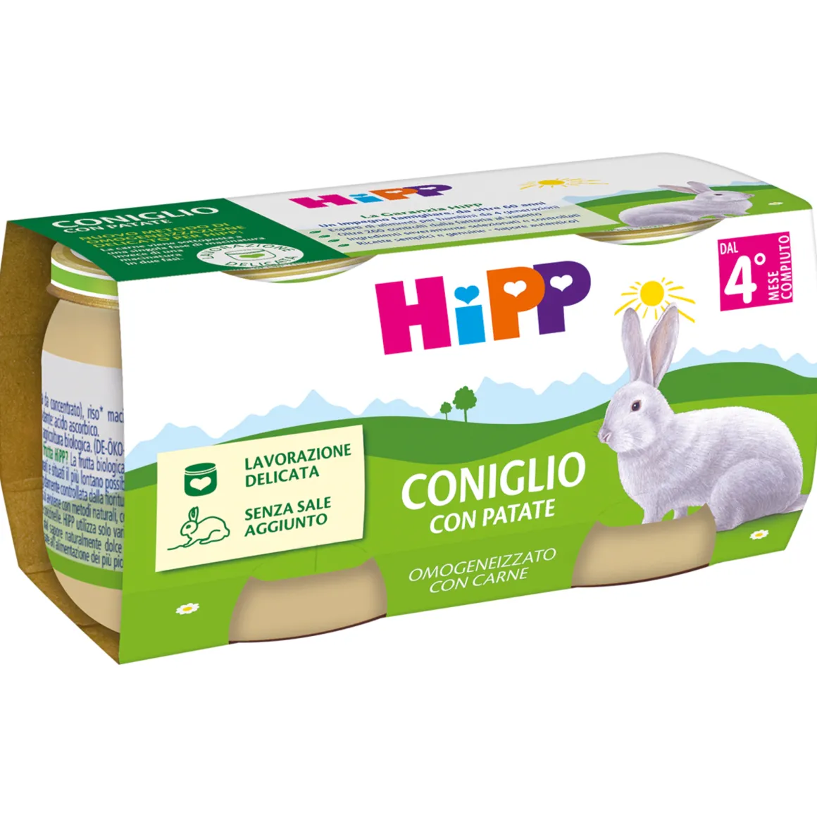 Hipp omogeneizzato coniglio con patate 2x80g