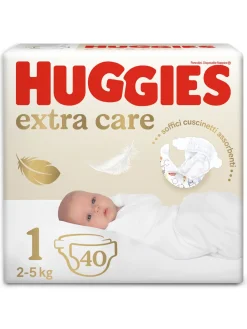 Huggies extra care bebè – pannolini taglia 1 (2-5 kg) – confezione da 40 pz