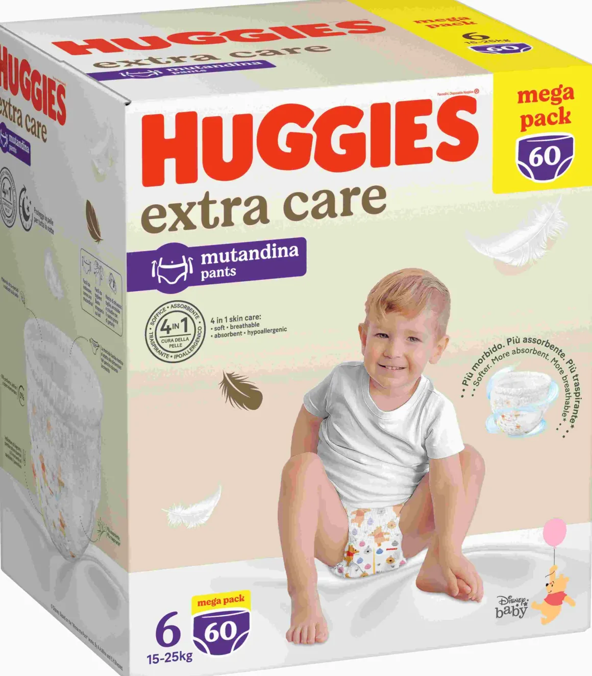 Huggies extra care mutandina unisex mega pack tg.6 60 pezzi
