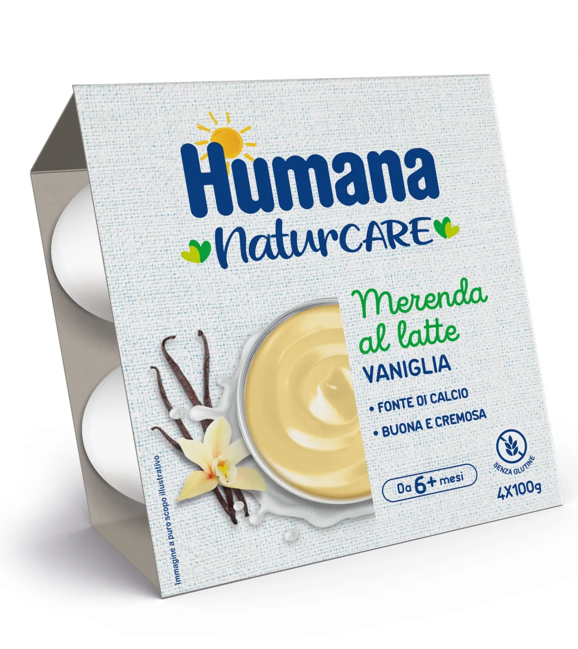 Humana merenda latte vaniglia 4×100 gr