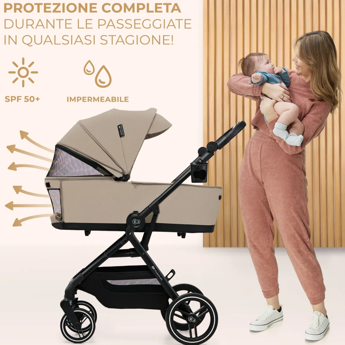 Kinderkraft passeggino 2in1 yoxi beige