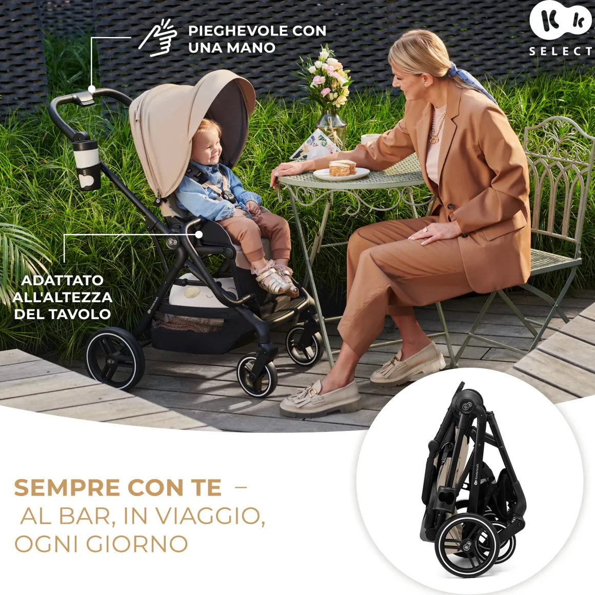 Kinderkraft passeggino 2in1 yoxi beige