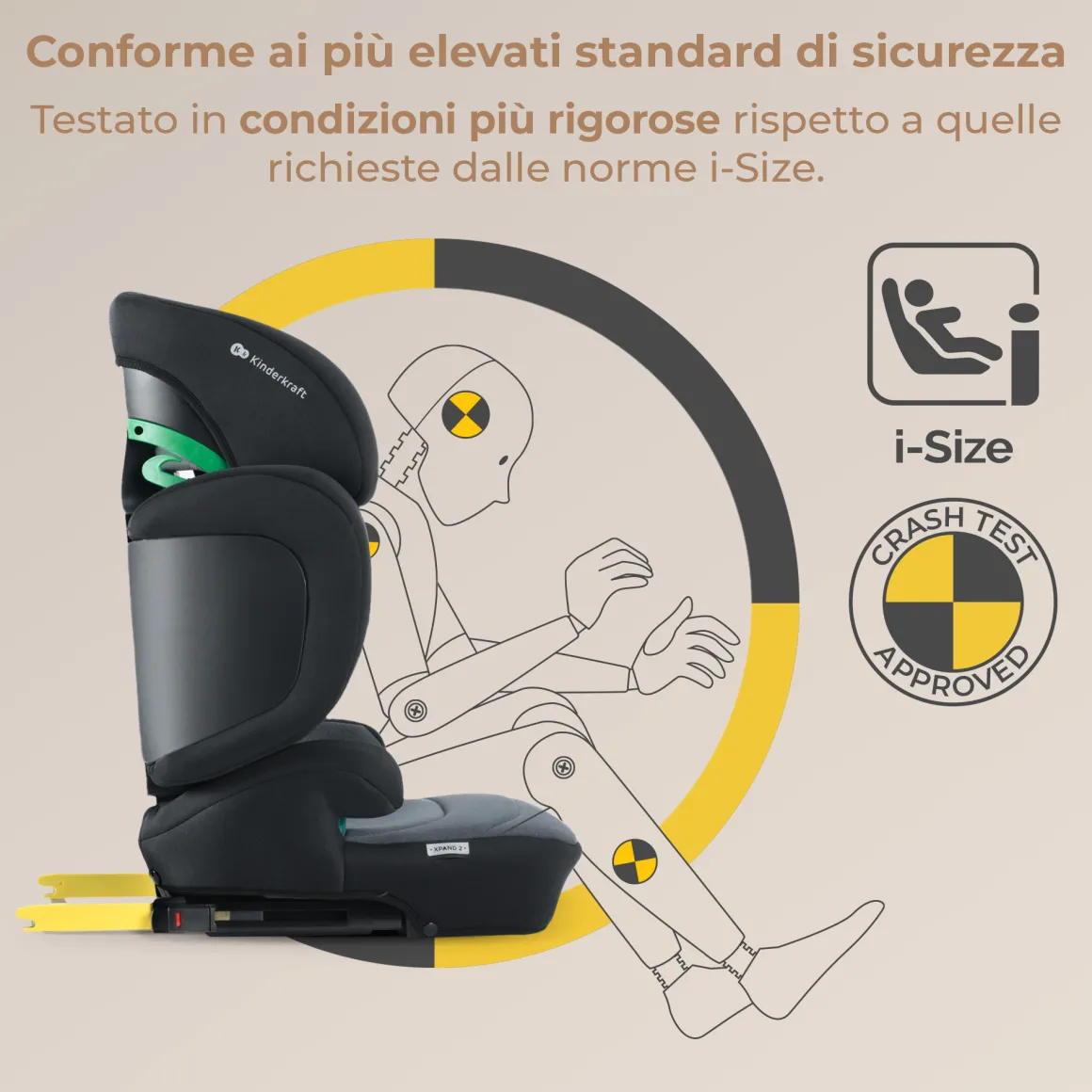 Kinderkraft seggiolino auto xpand 2 i-size graphite black 100-150 cm