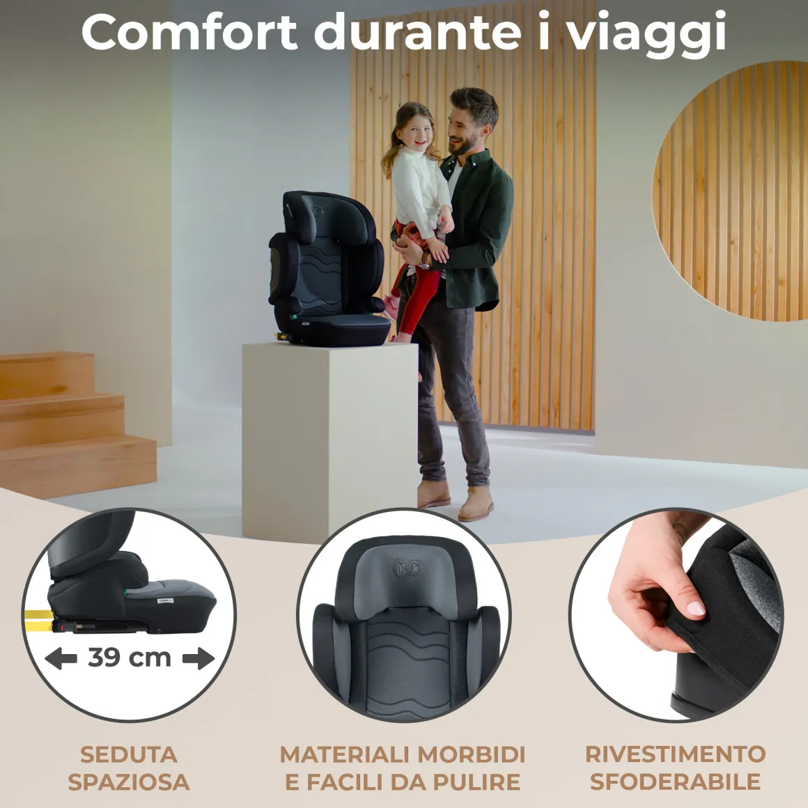 Kinderkraft seggiolino auto xpand 2 i-size graphite black 100-150 cm