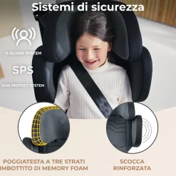 Kinderkraft seggiolino auto xpand 2 i-size graphite black 100-150 cm