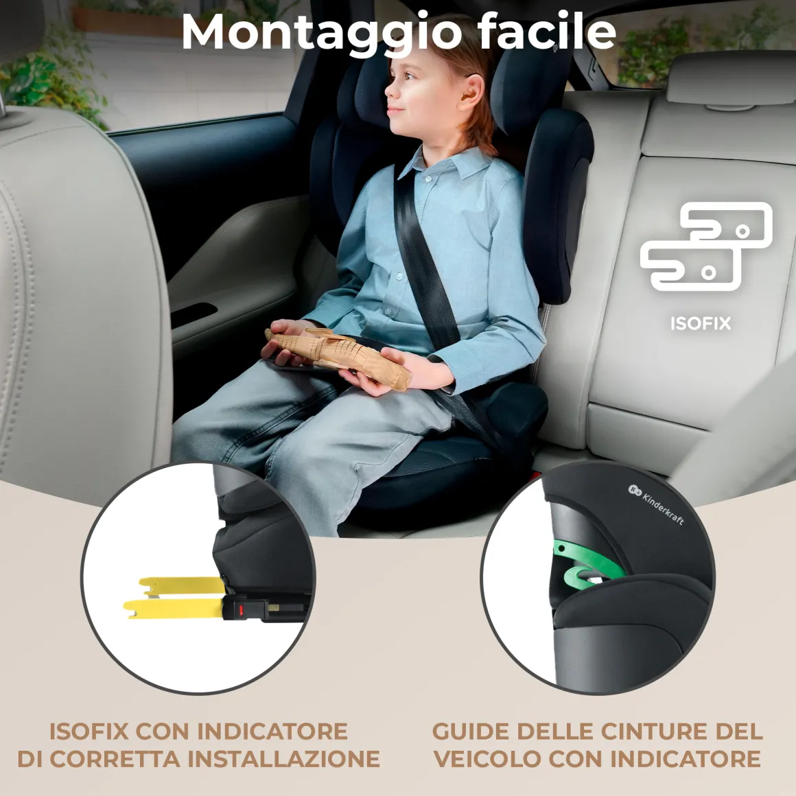 Kinderkraft seggiolino auto xpand 2 i-size graphite black 100-150 cm