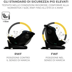 Kinderkraft seggiolino auto i-grow i-size black 40-150cm con base girevole
