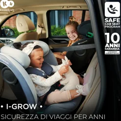 Kinderkraft seggiolino auto i-grow i-size black 40-150cm con base girevole