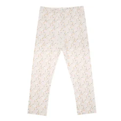 Legging stretch bimba beige stampa “cuoricini”