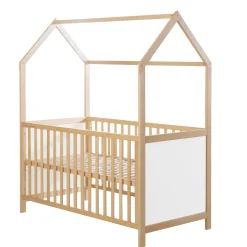 Lettino a casetta evolutivo 70×140 naturale bianco – roba