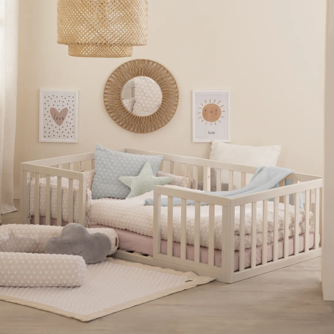 Lettino montessori 70×140 naturale sbiancato – roba