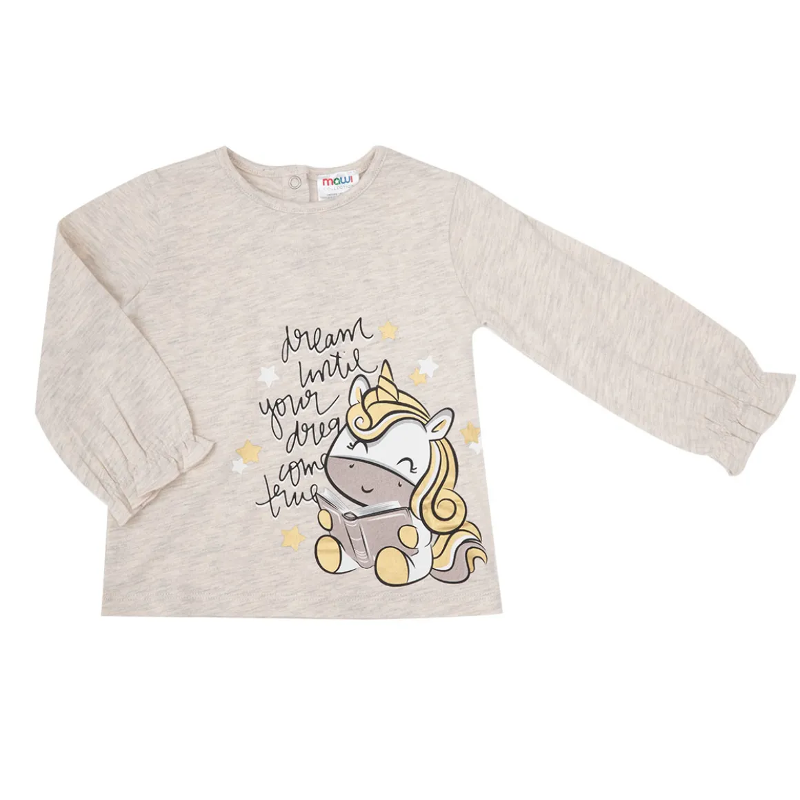 Maglia bimba beige stampa “unicorno”