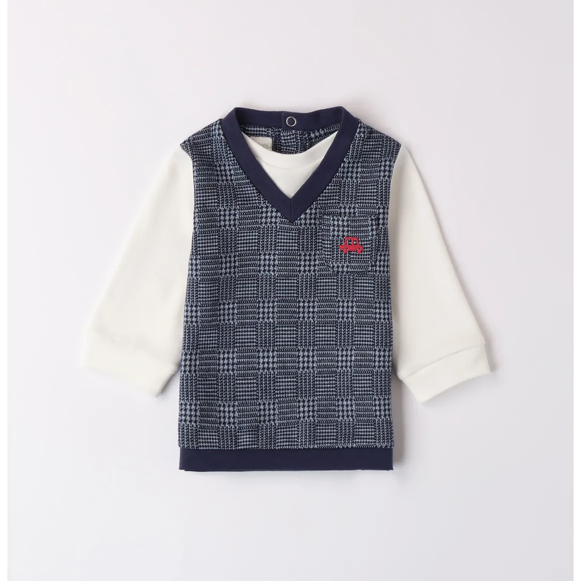 Maglia felpa finto gilet pied de poulle