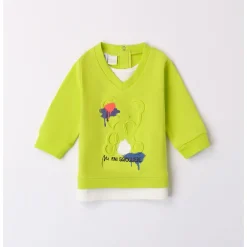 Maglia felpa lime con orsetto