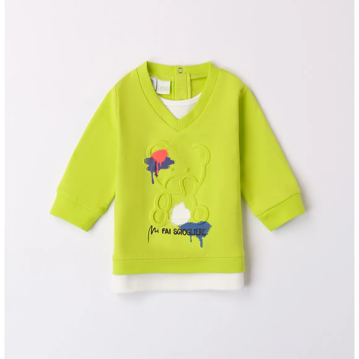Maglia felpa lime con orsetto
