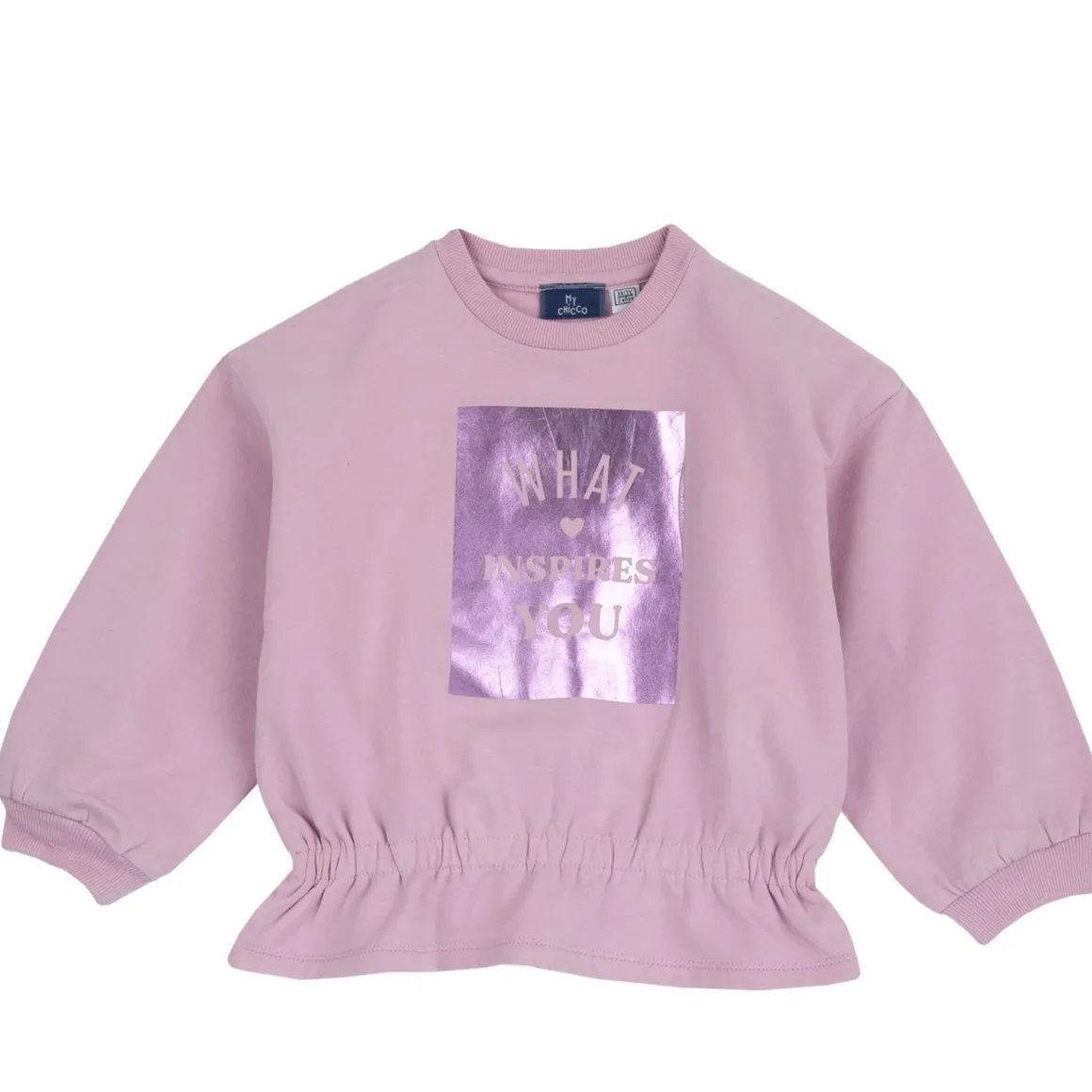 Maglia felpa rosa con arricciatura vita – chicco