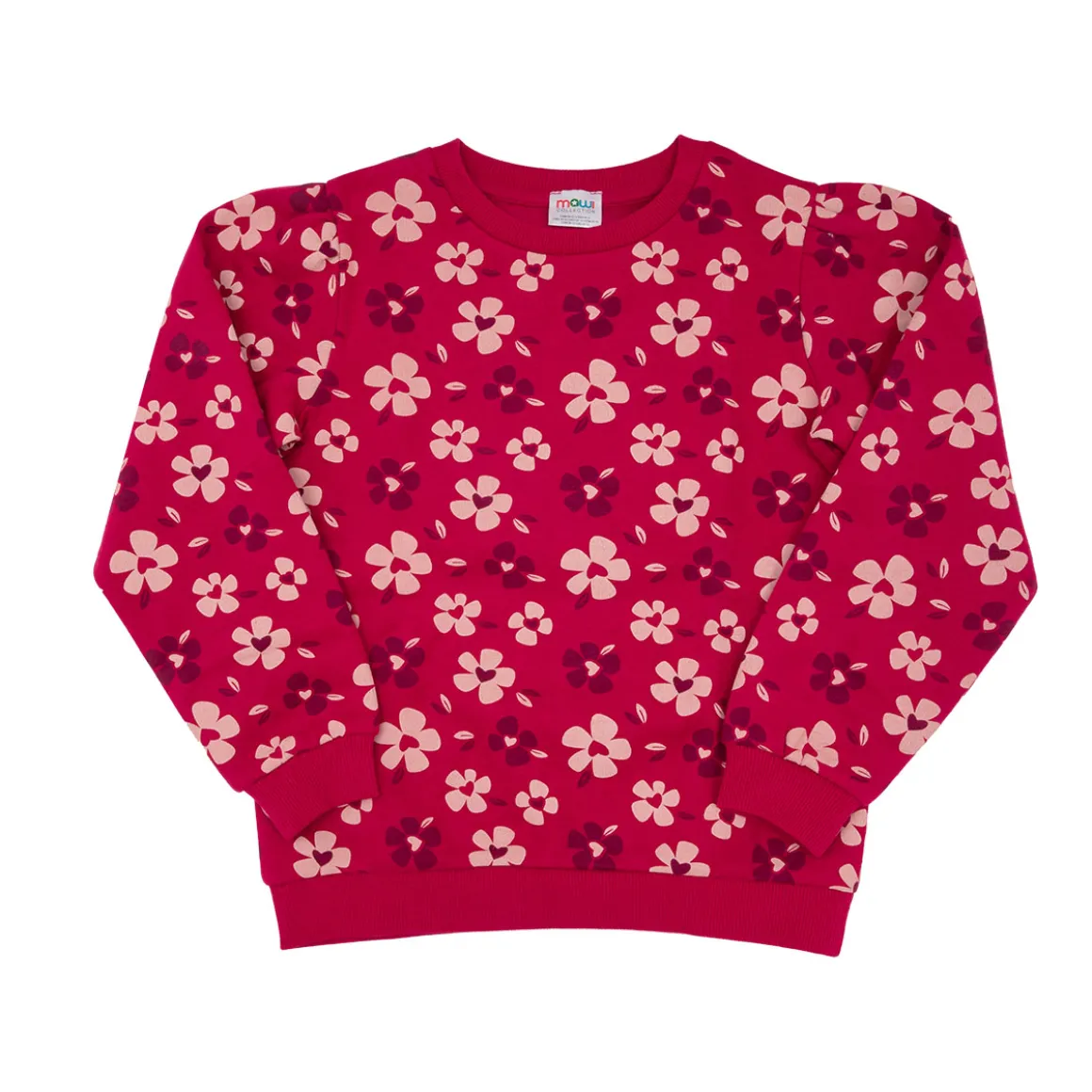 Maglia felpata bimba rossa stampata