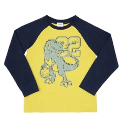 Maglia jersey manica lunga bimbo blu/giallo “dino”