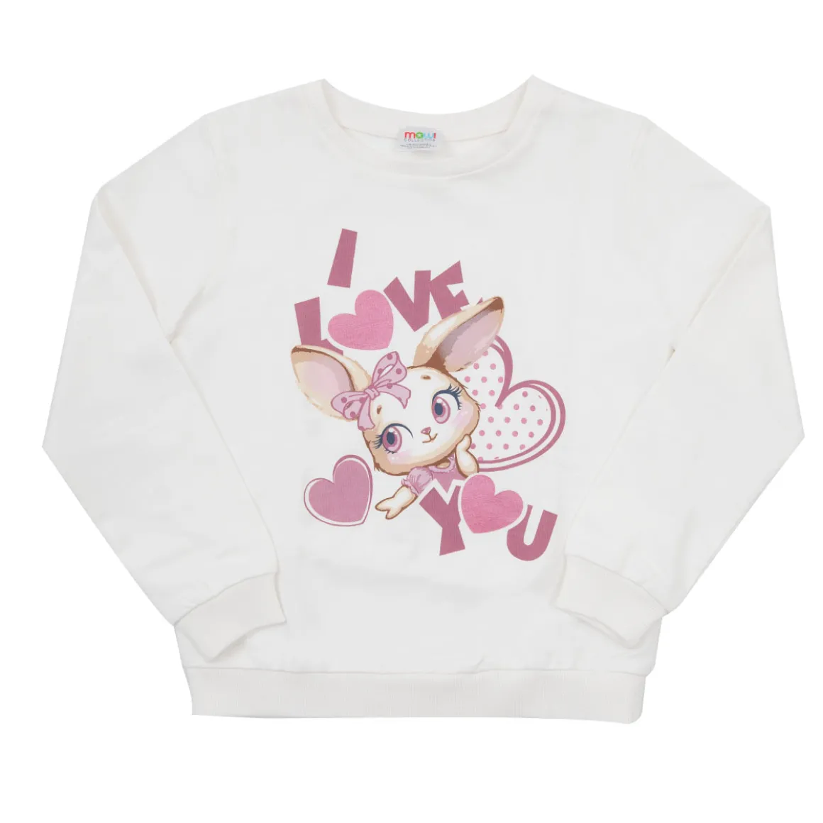 Maglia jersey manica lunga bimba rosa stampa “i love you”