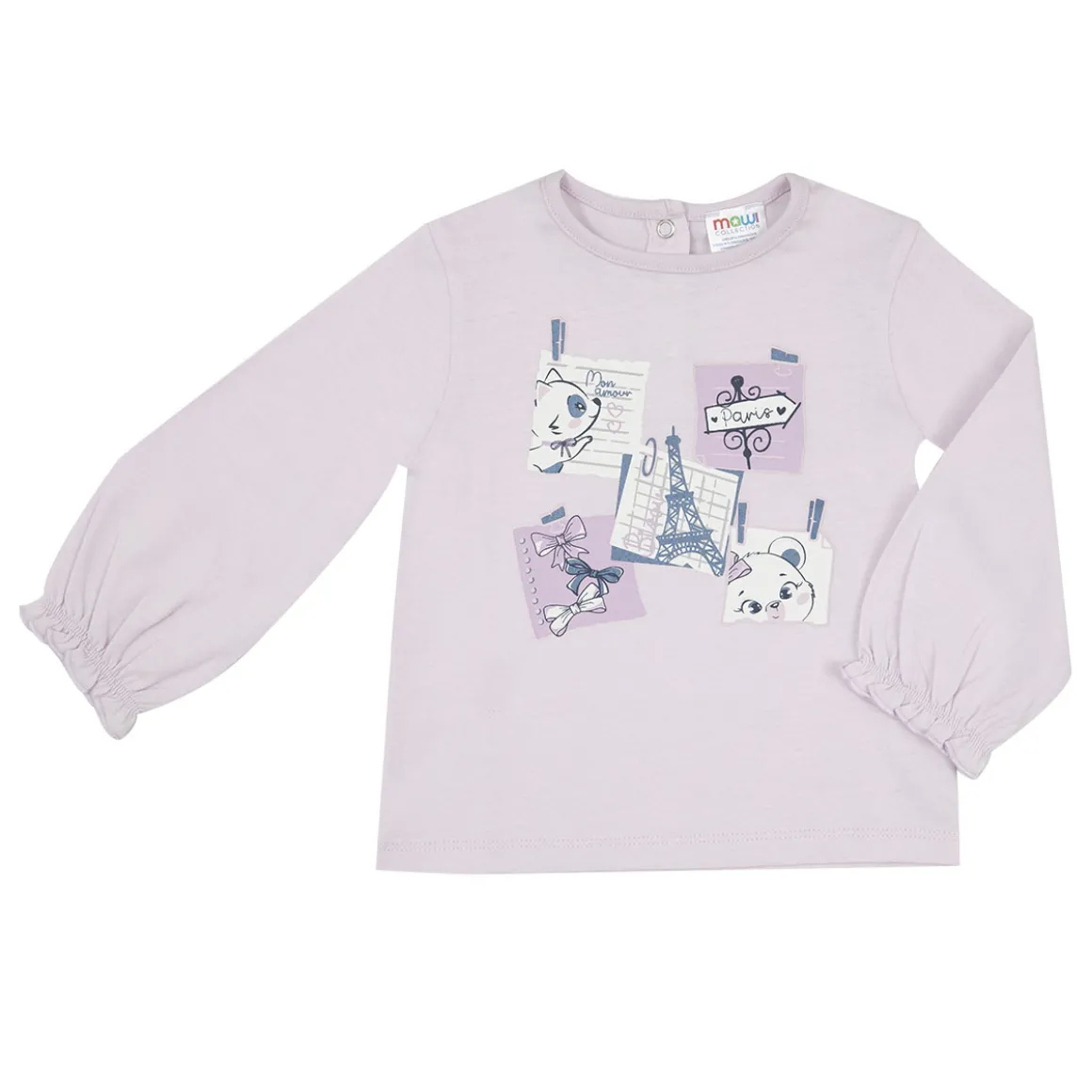 Maglia jersey manica lunga bimba rosa stampa “paris”