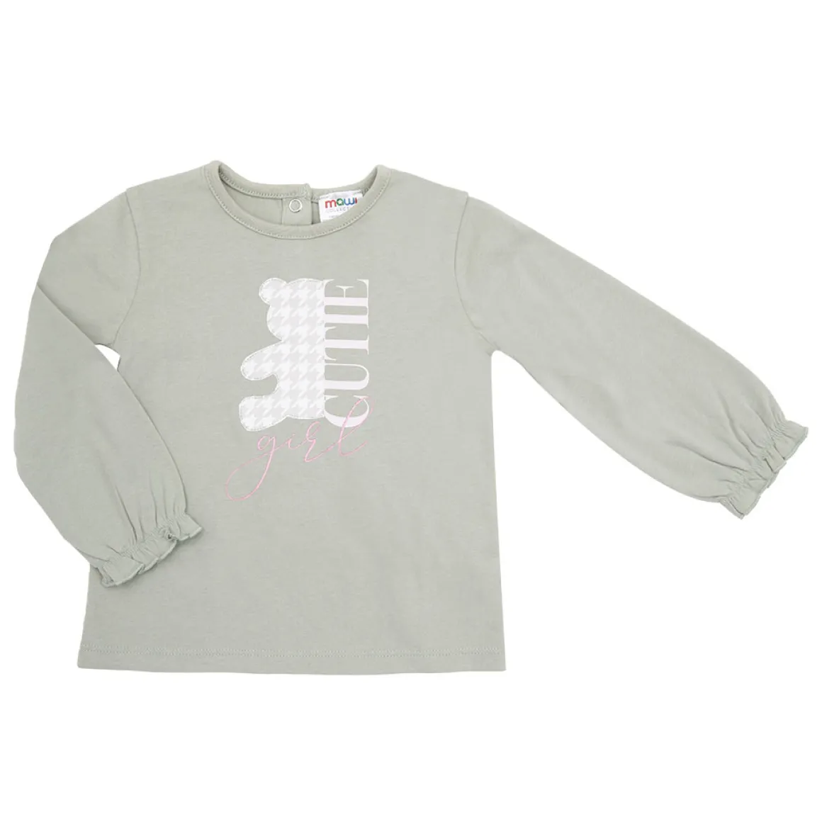 Maglia jersey manica lunga bimba verde stampata